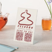 陶芸のセラミックスショップ 手描き SCAN TO PAY QR 台座サイン (インサイチュ)