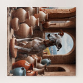 陶芸イタリアン室のグレイハウンド犬 ジグソーパズル (横)