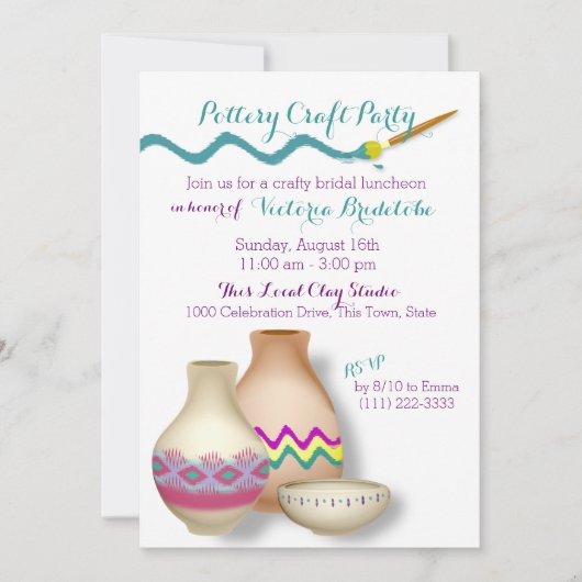 陶芸ブライダルルンチョン 招待状 (正面)