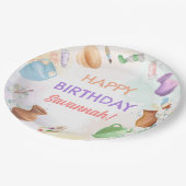 陶芸ペイントパーティーの誕生日 ペーパープレート (アングル)