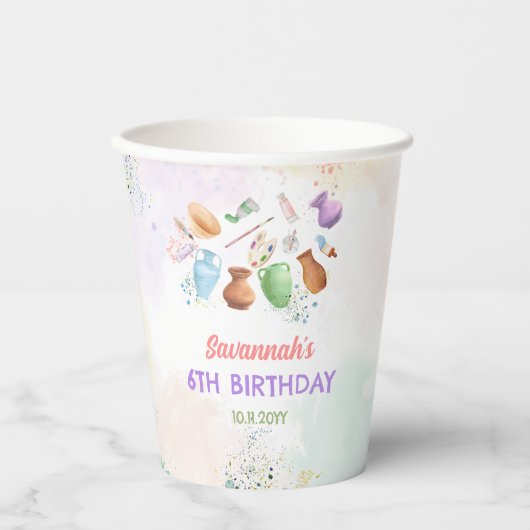 陶芸ペイントパーティーの誕生日 紙コップ (正面)