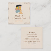 陶芸モダン陶芸少女イラストレーション房宝 スクエア名刺 (正面/裏面)