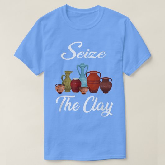 陶芸家おもしろいが陶芸家に粘土職人を押さえるW Tシャツ (デザイン正面)