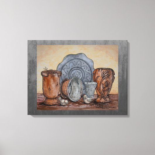 「陶芸家のポット」ファインアート静物詩 キャンバスプリント (正面)