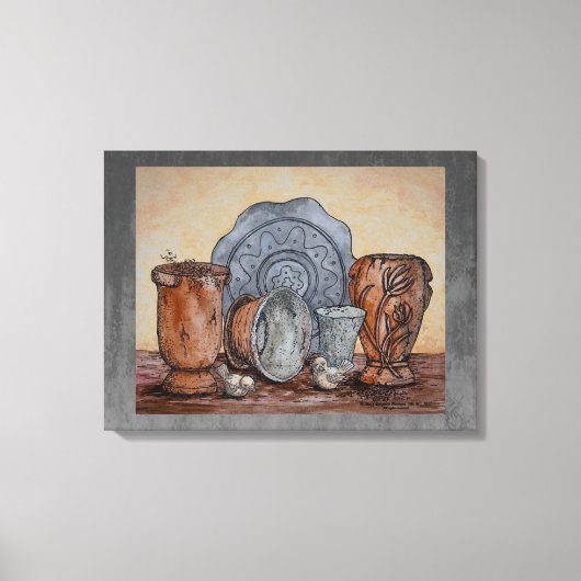 「陶芸家の鉢」 ファインアート 静物画 キャンバスプリント (正面)