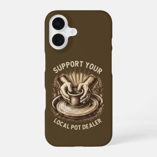 陶芸家を応援 あなたの街の陶芸家をサポート Funny Pottery iPhone 16ケース (裏面)