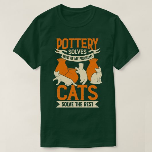 陶芸家猫好き Tシャツ (デザイン正面)