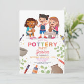 陶芸工芸陶芸ポットおもしろい誕生日 招待状 (スタンド正面)