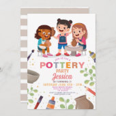 陶芸工芸陶芸ポットおもしろい誕生日 招待状 (正面/裏面)
