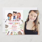 陶芸工芸陶芸ポット写真誕生日 招待状 (正面)
