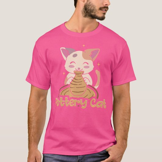 陶芸猫 楽しい猫好き 陶磁器 陶芸家 Tシャツ (正面)
