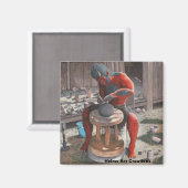 陶芸用ホイールアートボタン磁石を使用した鬼 マグネット (正面/裏面)