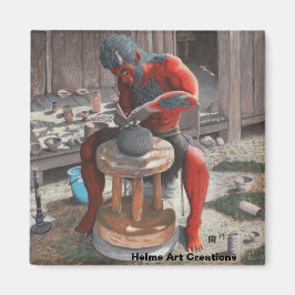 陶芸用ホイールアートボタン磁石を使用した鬼 マグネット