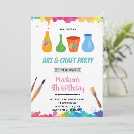 陶芸絵付けアートパーティー招待状 招待状 (スタンド正面)