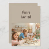 陶芸誕生日パーティーへの招待 招待状 (正面/裏面)