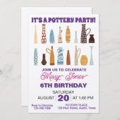 陶芸誕生日パーティー 招待状 (正面/裏面)