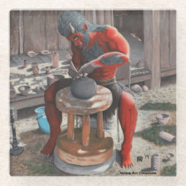 陶芸車を使用した鬼ファンタジーアートガラスコースター ガラスコースター