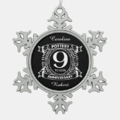 陶芸9年結婚記念 スノーフレークピューターオーナメント (正面)