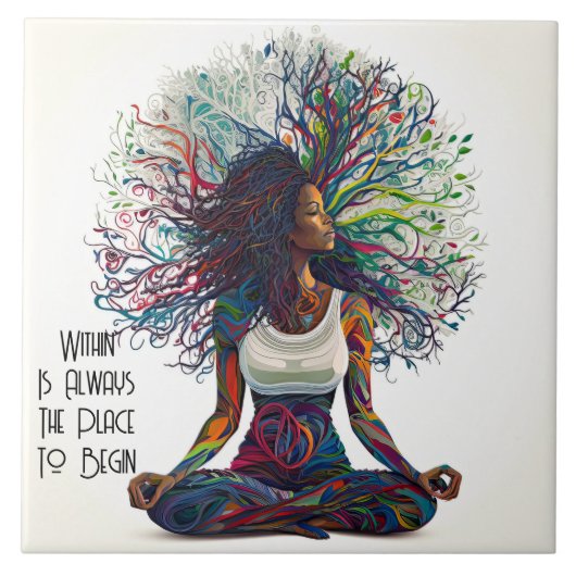 陶製インスパイアタイル内の女性 タイル (正面)