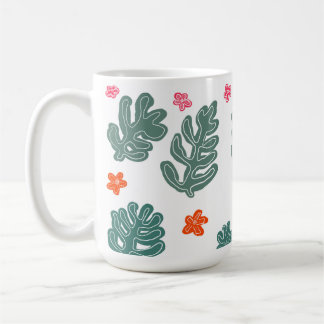 陸と海: doodle模様の花と植物 コーヒーマグカップ