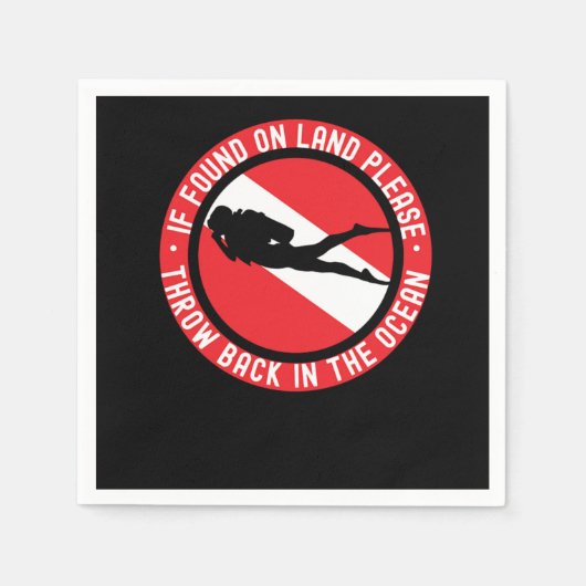 陸上で見もしつかったスキューバダイビングを戻して入れる スタンダードカクテルナプキン (正面)