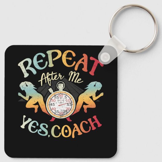 陸上の学校スポーツコーチのランナーリピート キーホルダー (裏面)