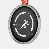 陸上睡眠リピ食べーススポーツファンことわざ メタルオーナメント (左)