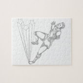 陸上競技の選手のランニングの落書きの芸術 ジグソーパズル (横)