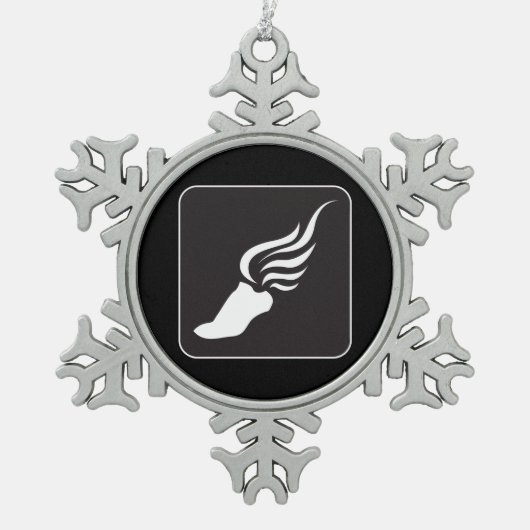 陸上競技アイコン スノーフレークピューターオーナメント (正面)