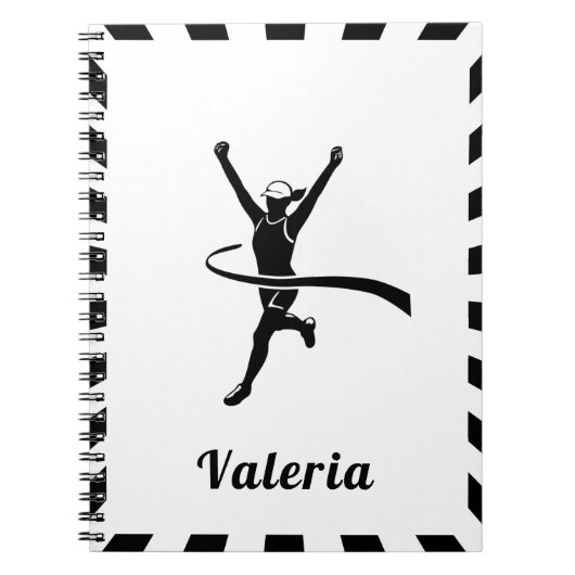 陸上長距離ランニングトラッククロスカントリー少女名前 ノートブック (正面)