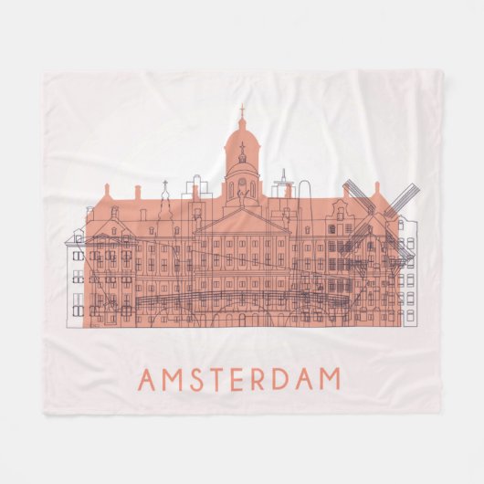 陸標のアムステルダムのオランダ|のスカイライン フリースブランケット (正面(横))