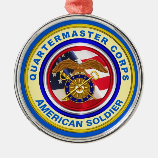 陸誇りを持った軍検疫部隊クリスマス メタルオーナメント (正面)