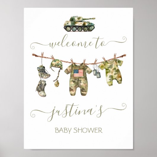 陸軍の小さな兵士の物干し線ウェルカムサイン ポスター (正面)