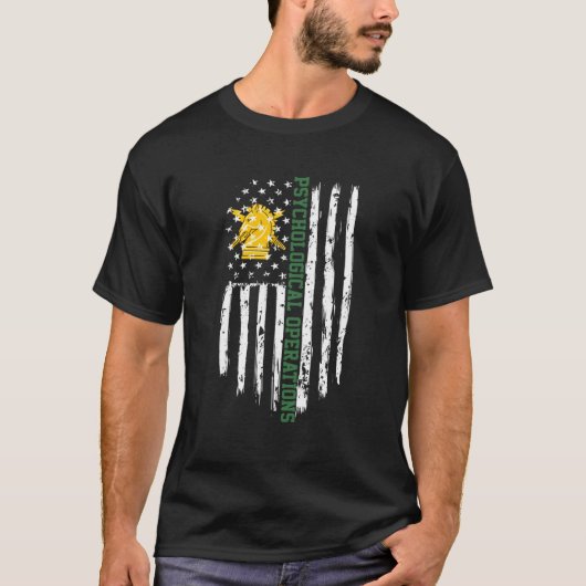 陸軍の心理作戦Psyopアメリカ国旗 Tシャツ (正面)