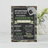 陸軍の招待、迷彩柄軍隊の誕生日の招待 招待状 (スタンド正面)