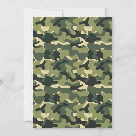 陸軍の招待、迷彩柄軍隊の誕生日の招待 招待状 (裏面)