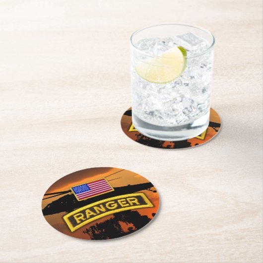 陸軍の空挺レンジャー退役軍人のvets lrrp ラウンドペーパーコースター (インサイチュ)