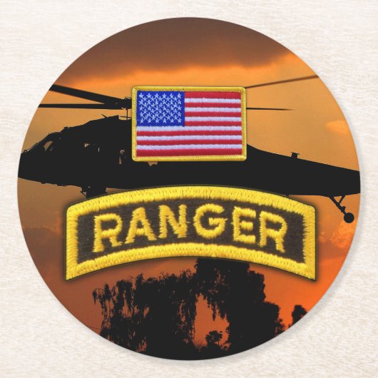 陸軍の空挺レンジャー退役軍人のvets lrrp ラウンドペーパーコースター (正面)
