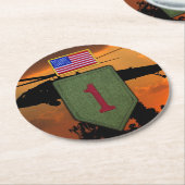 陸軍の第1ID歩兵の大きな赤1退役軍人ベット ラウンドペーパーコースター (アングル)