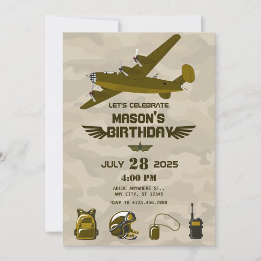 陸軍の誕生日 招待状 (正面)