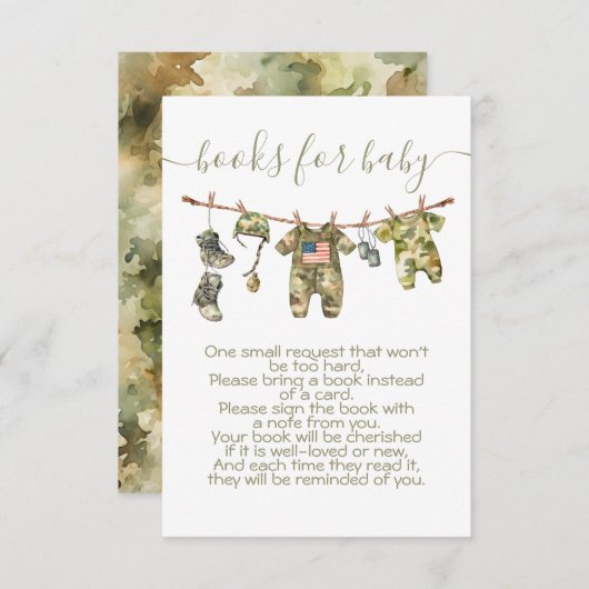 陸軍の軍隊物干し本ベビー 招待状 (正面/裏面)