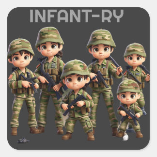 陸軍の迷彩服の乳児のグループ スクエアシール