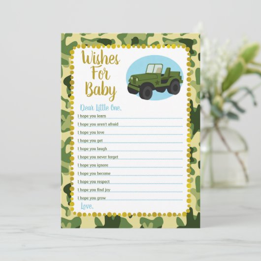 陸軍の迷彩柄は赤ちゃんシャワーのゲームを願う 招待状 (スタンド正面)