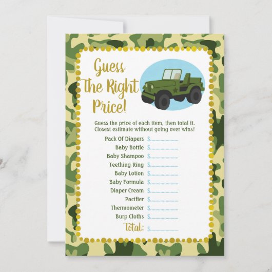 陸軍の迷彩柄ベビーは、正しい価格ゲームを推測 (正面)