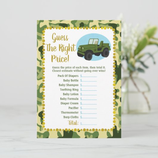 陸軍の迷彩柄ベビーは、正しい価格ゲームを推測 (スタンド正面)