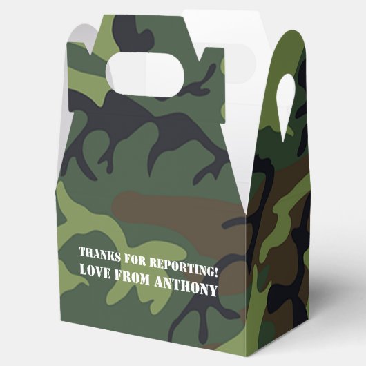 陸軍をテーマにしたバースデーパーティーのゲスト フェイバーボックス (オープン)