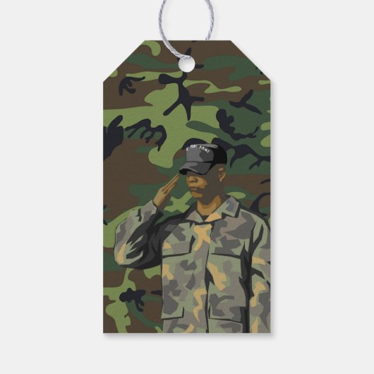 陸軍をテーマにした誕生日パーティー ギフトタグ (裏面)