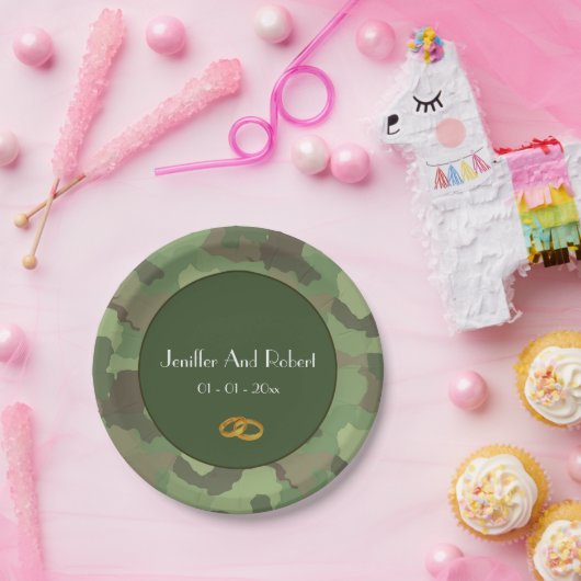 陸軍をテーマ結婚にした紙プレート ペーパープレート (パーティー)