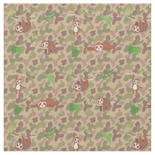 陸軍カモフラージュ葉のナマケモノと緑の ファブリック (クローズアップ)