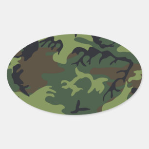 陸軍カモフラージュ 楕円形シール